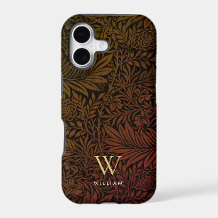 Boho Orange Brûlé Floral Monogramme Nom
