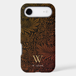 Boho Orange Brûlé Floral Monogramme Nom
