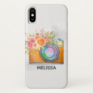 Boho Orange Camera & Flowers Watercolor Case-Mate iPhone Case