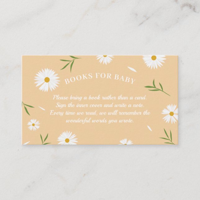 Boho Orange Daisies Baby Shower Books For Baby Enclosure Card (Front)