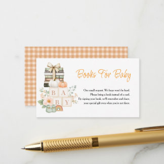 Boho Orange Gingham Books For Baby  Enclosure Card