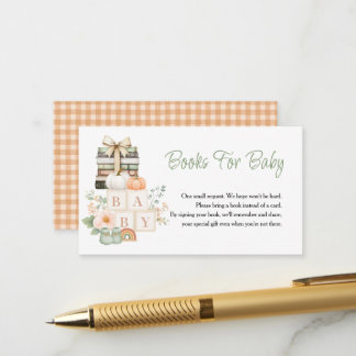 Boho Orange Gingham Books For Baby  Enclosure Card