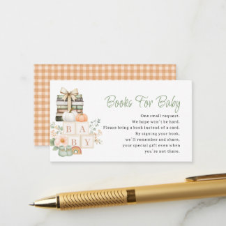 Boho Orange Gingham Books For Baby  Enclosure Card