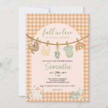Boho Orange Gingham Clothesline Baby Shower
