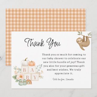 Boho Orange Gingham  Thank You Card
