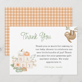 Boho Orange Gingham  Thank You Card