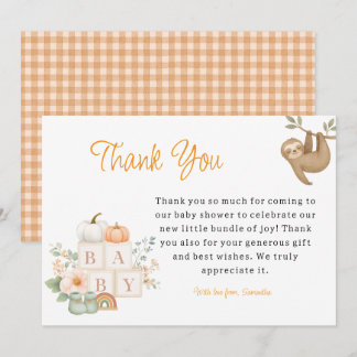 Boho Orange Gingham  Thank You Card