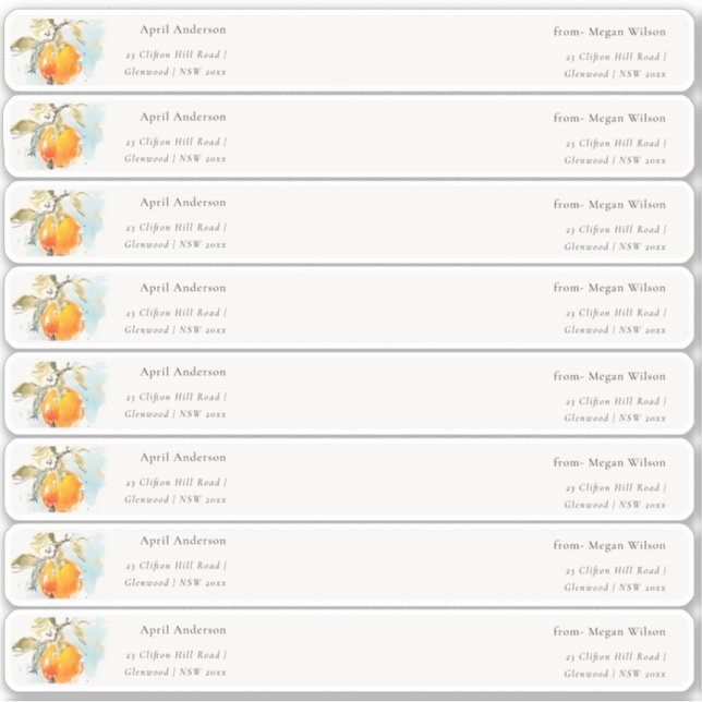 Boho Orange Guest Wrap Around Address Label  (Front)