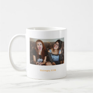 Boho orange Minimalist Photo Text Keepsake Coffee Mug