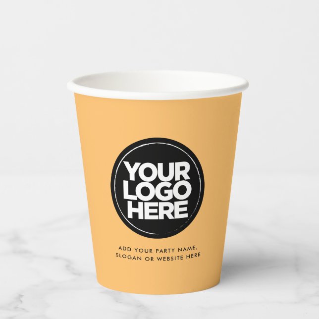 Boho Orange | Personalized Logo and Text Paper Cups (Front)