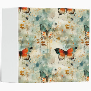 Boho Orange Teal Butterfly Wildflower Painterly Binder