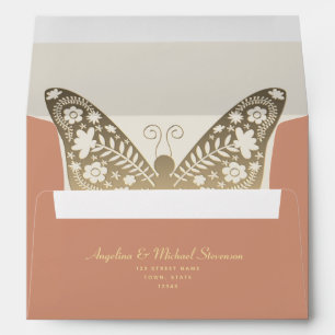 Boho Orange Wedding Envelope