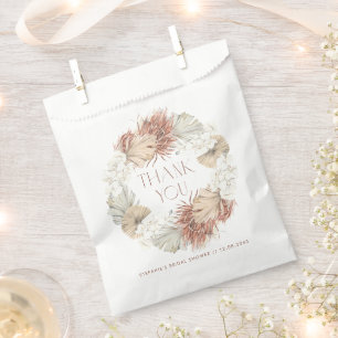 Boho Orchid and Dried Palm Wreath Bridal Shower Favour Bag