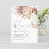 Boho Orchids and Dried Palm Leaves Baby Shower Invitation (Standing Front)