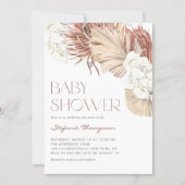 Boho Orchids and Dried Palm Leaves Baby Shower Invitation (Front)