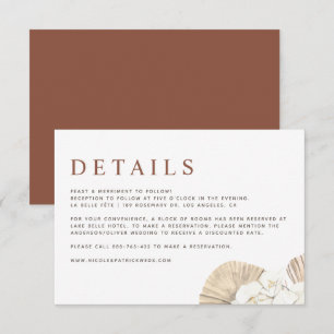 Boho Orchids and Dried Palm Leaves Wedding Details Enclosure Card
