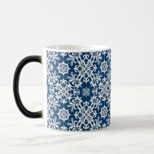 Boho Ornament Pattern in White-Blue Vintage Magic Mug