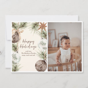 Boho Ornament Surround Flat Holiday Card