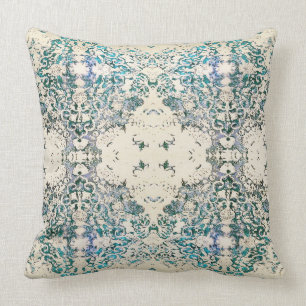 Boho Ornate Fancy India Blue Bohemian Pillow