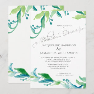 BOHO Outdoor Garden Olive Branch Rehearsal Dinner Invitation