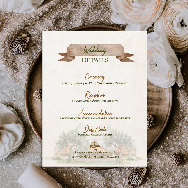 Boho Outdoor Tent Rustic Camp Wedding Details Enclosure Card (Boho Outdoor Tent Wedding Details Card | Rustic Watercolor Camp Wedding Information Enclosure Card)