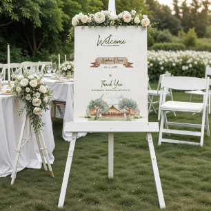 Boho Outdoor Tent Rustic Wedding Welcome Poster