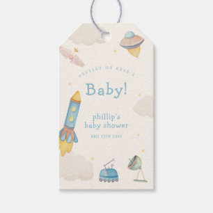 Boho Outer Space Rocket Boy Baby Shower Gift Tags