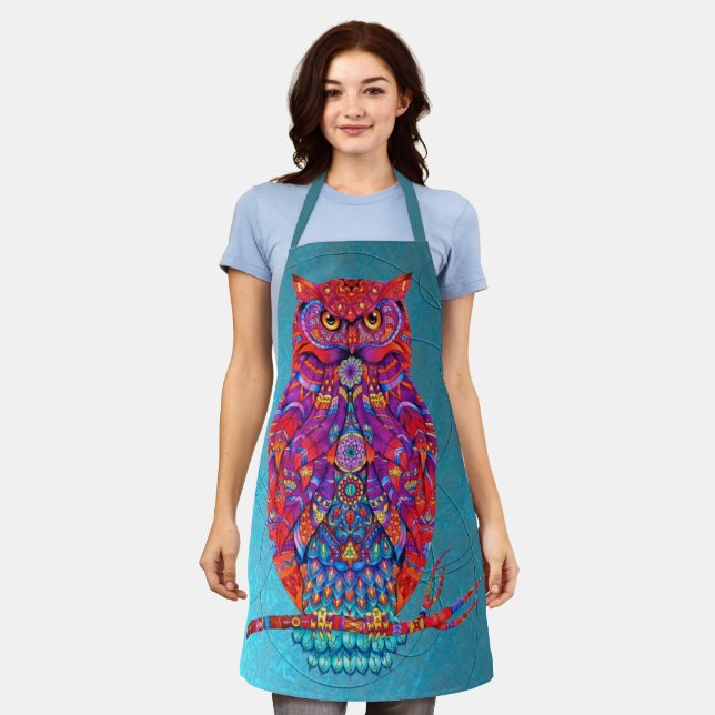 Boho Owl Apron: Colourful Creativity in the Kitche Apron (Worn)