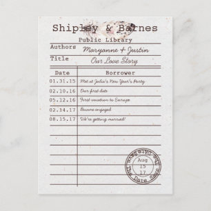 Boho Owl Feather Library Card Save The Date  