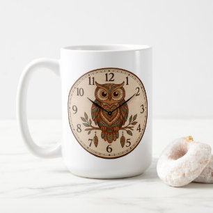 Boho Owl Large Wall Clock Coffee Mug