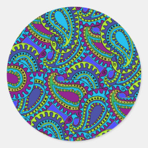 Boho Paisley Classic Round Sticker