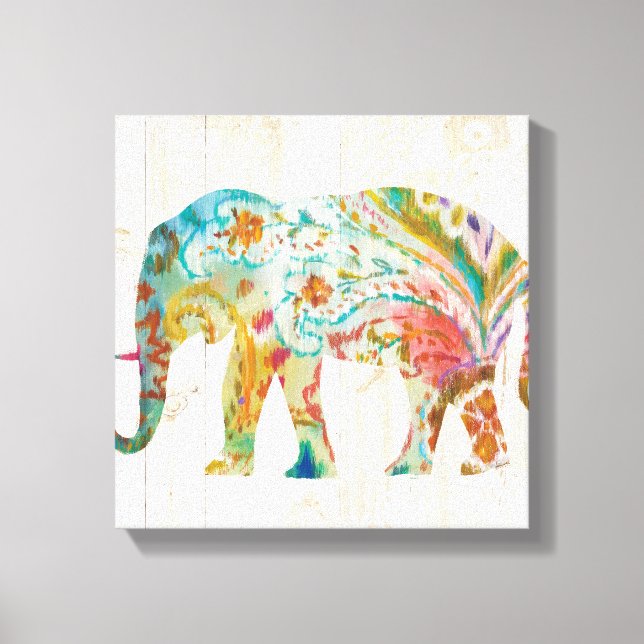 Boho Paisley Elephant II Canvas Print (Front)