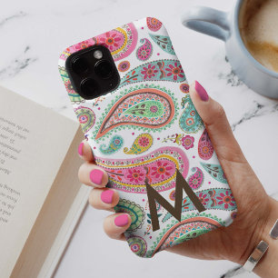 Boho Paisley Multicolor girly pattern monogram iPhone 13 Case