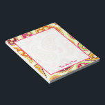 Boho Paisley Personalized Notepad<br><div class="desc">A notepad featuring a background of pink,  orange,  yellow,  burgundy,  and green paisley. Personalize with your name in pink.</div>