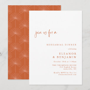 Boho Palm Botanical Terracotta Rehearsal Dinner Invitation