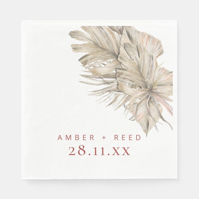 Boho Palm Foliage Terracotta Rust Modern Arch Napkin (Front)