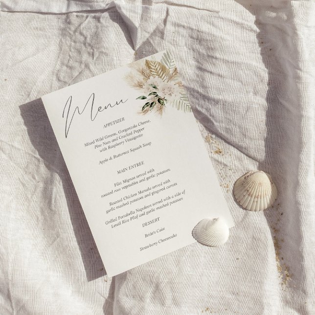  Boho Palm Leaf Floral Menu Invitation (Creator Uploaded)