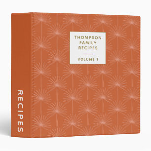 Boho Palm Leaf Rust Botanical Personalized Recipe Binder