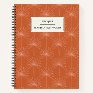 Boho Palm Leaf Rust Botanical Personalized Recipe Notebook