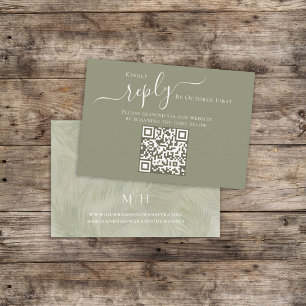 Boho Palm Leaves Botanical Foliage QR Code RSVP Enclosure Card