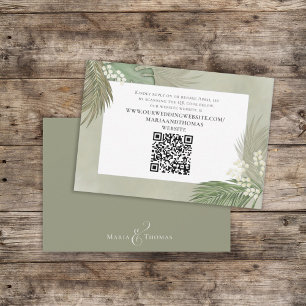 Boho Palm Leaves Botanical Foliage QR Code RSVP Enclosure Card