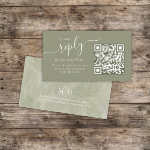 Boho Palm Leaves Botanical Foliage QR Code RSVP Enclosure Card