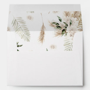 Boho Palm Pampas & Beige Floral Envelope
