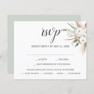 Boho Pampa Grass Feuilles mariage RSVP