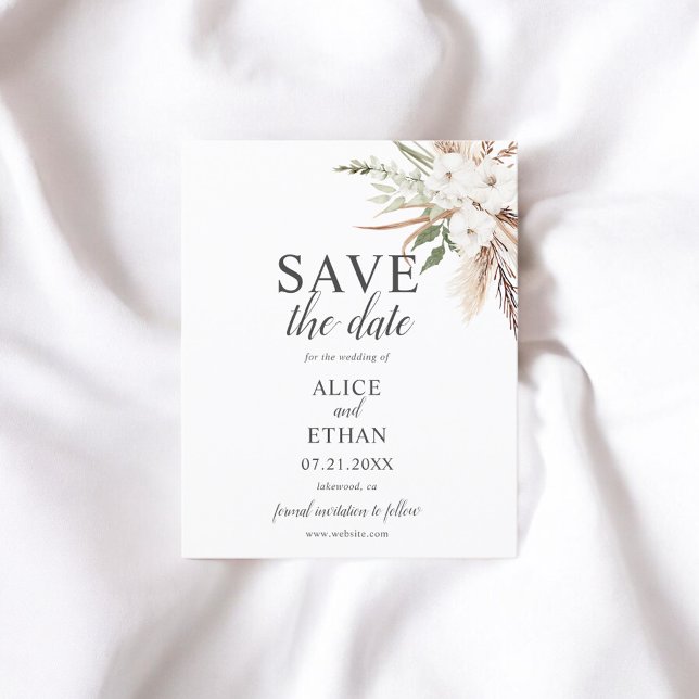 Boho Pampa Grass Greenery Save The Date (Creator Uploaded)