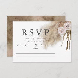 Boho Pampas Aquarelle en laiton Mariage RSVP