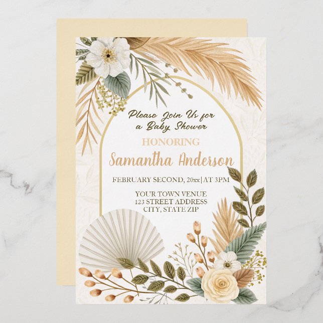  Boho Pampas Arch Baby Shower  (Front/Back)