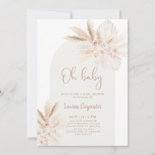 Boho Pampas Baby shower Invitation fille