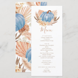 Boho Pampas blue Pumpkin religious Menu