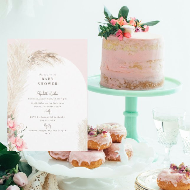 Boho Pampas Blush Baby Shower Invitation (Creator Uploaded)